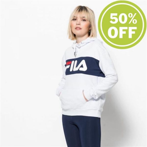 Fila Hoodie Women's Sweatshirts - White/Black,NZ 853-40728